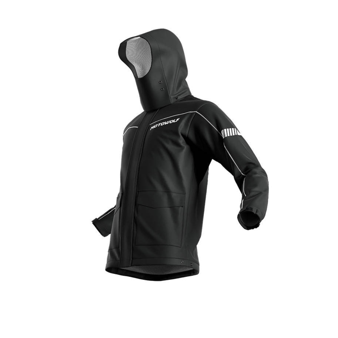 MOTOWOLF Unisex Premium Waterproof Raincoat With Shoe Cover, Removable Hoodie and Carry Pouch