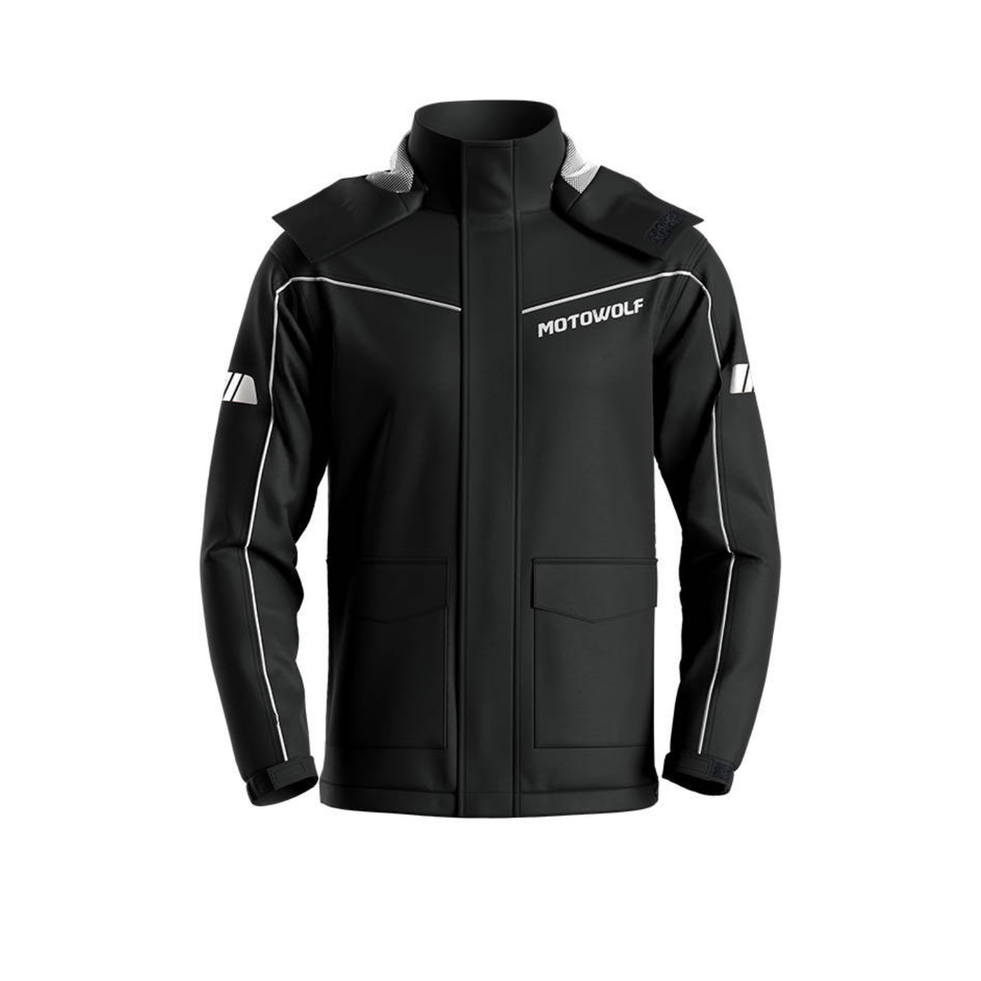 MOTOWOLF Unisex Premium Waterproof Raincoat With Shoe Cover, Removable Hoodie and Carry Pouch