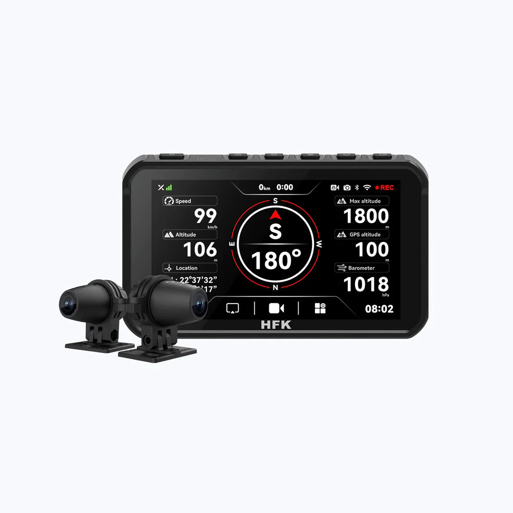 HFK HC50-RM Smart Motorcycle Carplay GPS With Quick Release And Dash Cam