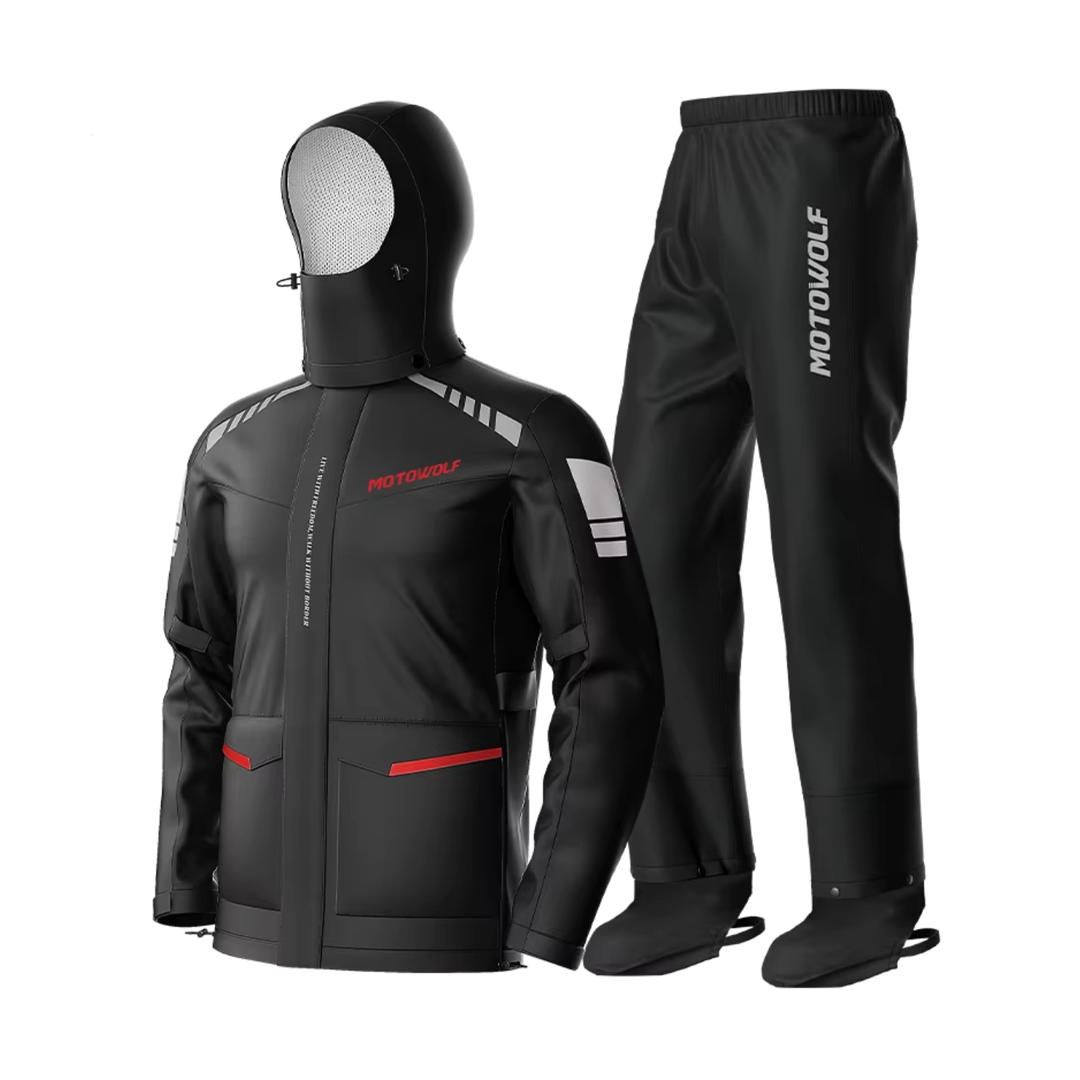 Motowolf Raincoat RC1 Black Red