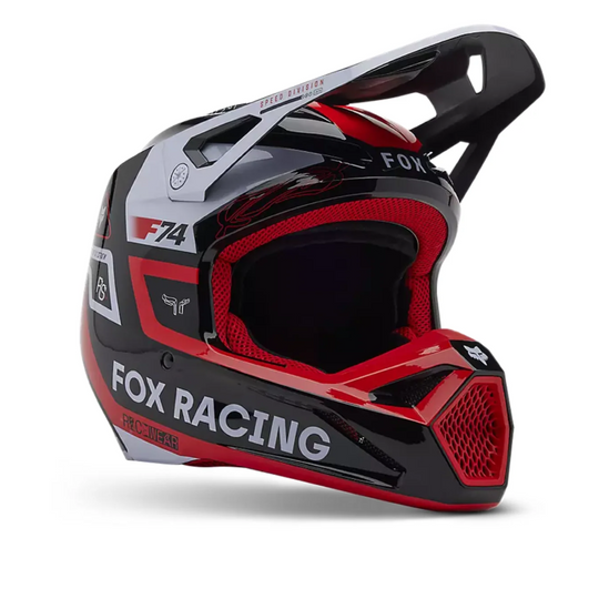 FOX Motocross Full Face Helmet-V1 Race Spec Helmet Fluorescent Red