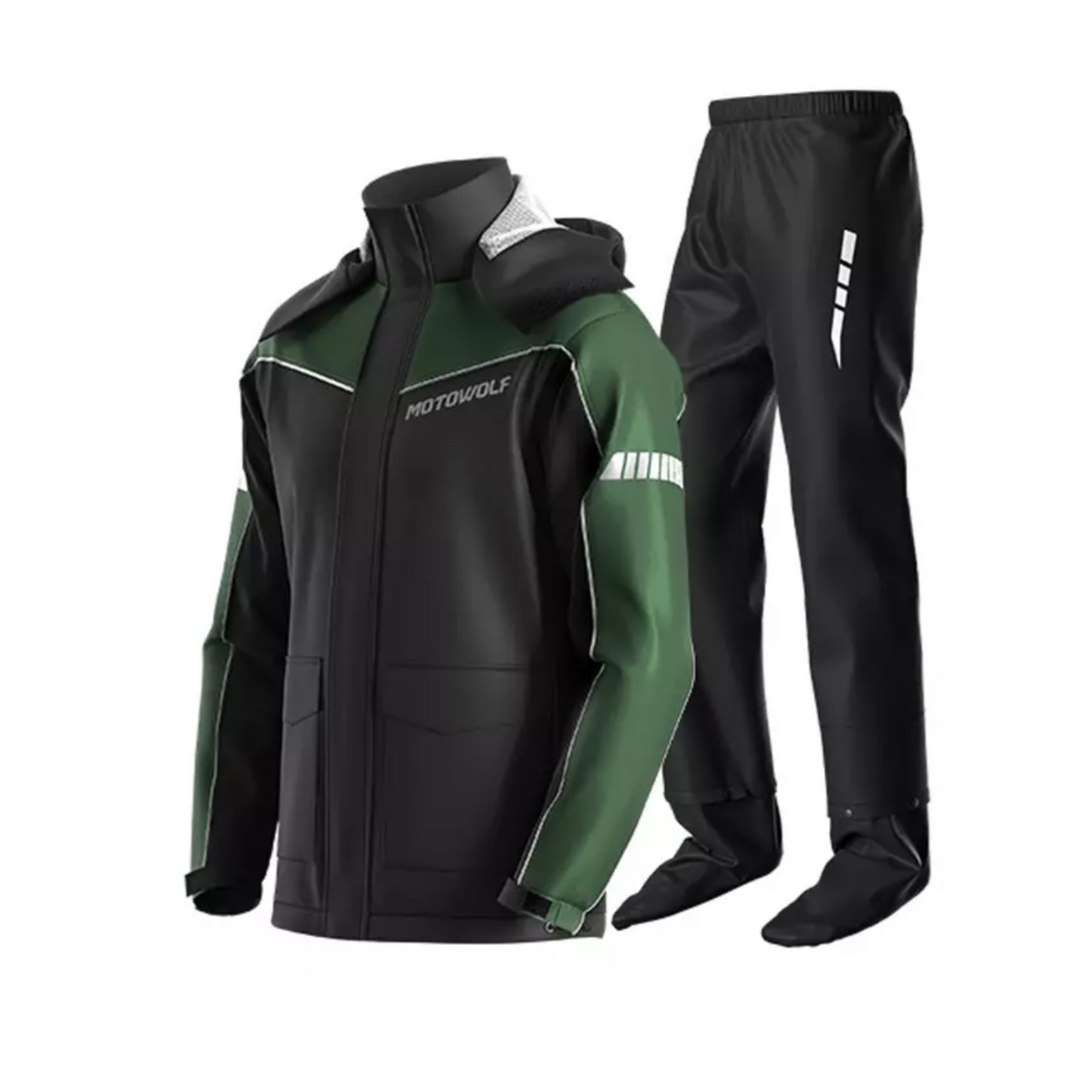 Motowolf Raincoat Black/Green