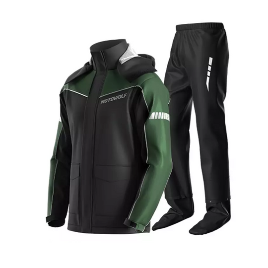 Motowolf Raincoat Black/Green